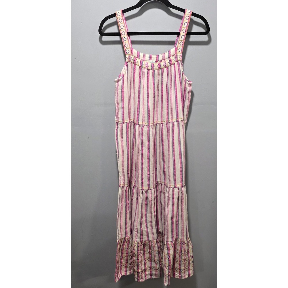 Sundance Veria Striped Tank Midi Dress in Pink Stripe Size S Sleeveless